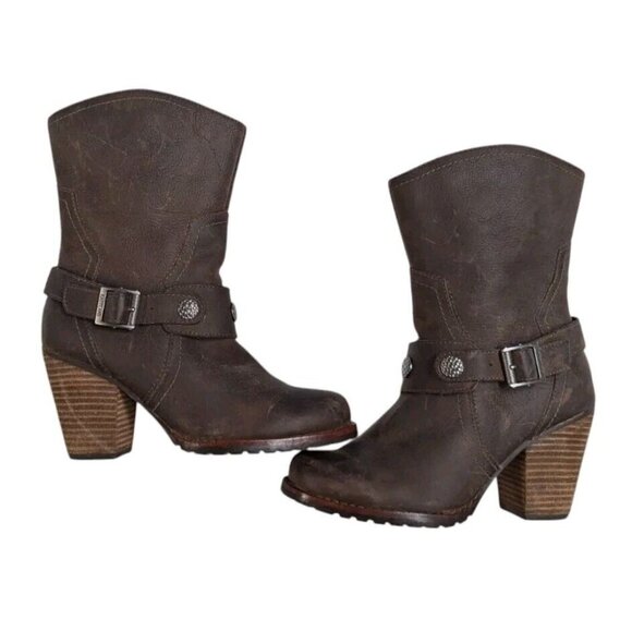 Eastland Womens 6.5 Booties Bellamy 1955 Bootie Leather Zip Cowgirl Western - Picture 8 of 12